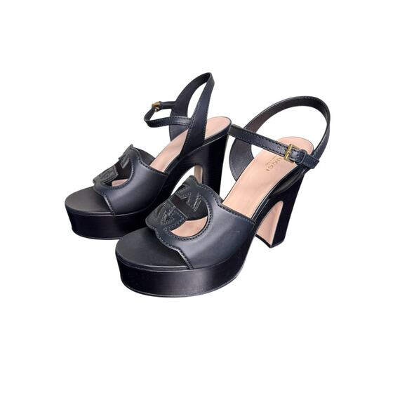 Gucci NIB Interlocking G Leather Platform Sandals in Black Size 40.5 - Picture 8 of 13